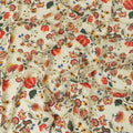 Laguna yellow synthetic crepe fabric with multicolor print in floral design-D10017