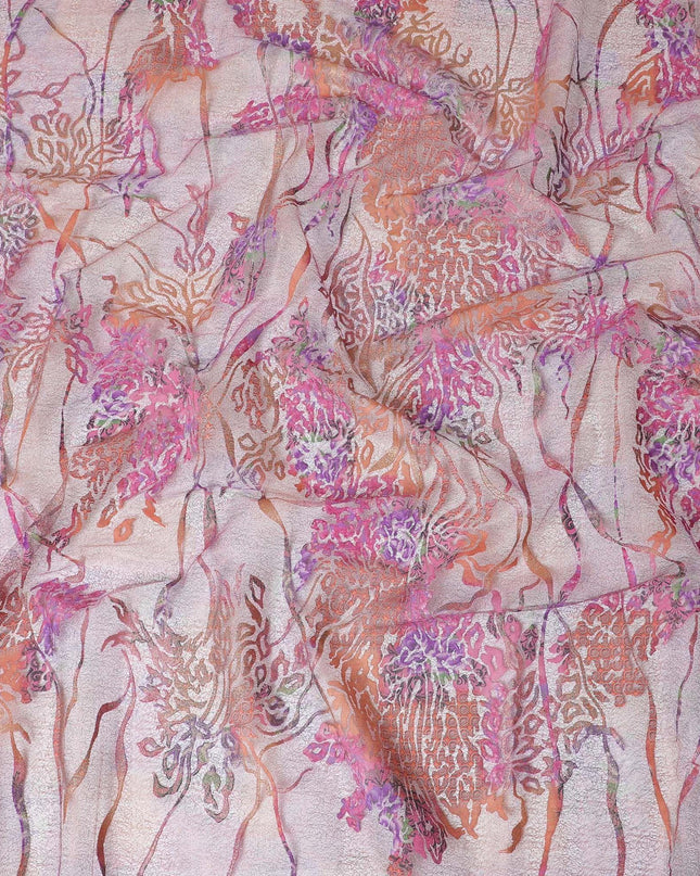 Multicolor mesh tulle fabric with flocking in fancy design-D14033 Regal Fabrics