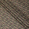 Forest green Premium Italian viscose fabric with pureple, beige and brown print in floral design-D12367