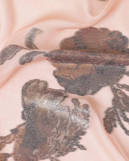 قماش شيفون من الحرير الخالص الفاخر مع لوركس معدني متعدد الألوان بتصميم زهور -D9702