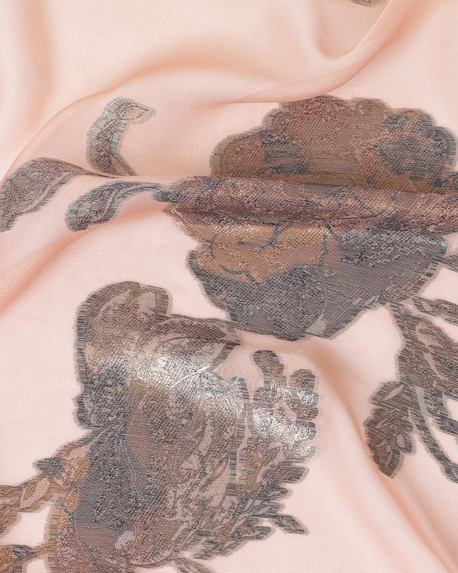 قماش شيفون من الحرير الخالص الفاخر مع لوركس معدني متعدد الألوان بتصميم زهور -D9702