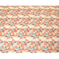 Blonde yellow cotton voile fabric with orange, brown and turquoise blue print in fancy design-D6758 Regal Fabrics
