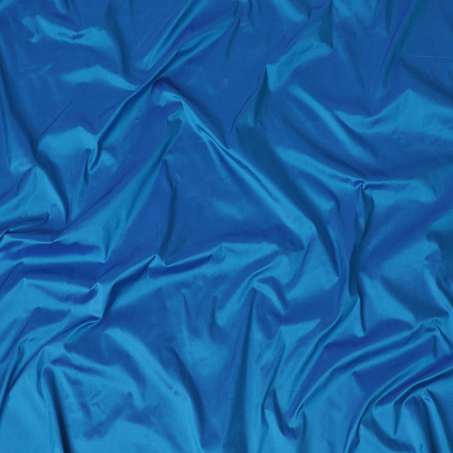 قماش حرير خام نقي ممتاز باللون الأزرق البترولي-D12043