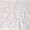 White Premium pure cotton voile fabric with brown and baby pink embroidery in floral design-D15234
