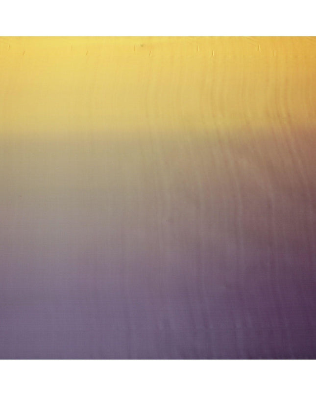 أصفر خردل إلى أزرق داكن قماش شيفون من الحرير الخالص الفاخر بتصميم متدرج - D13397