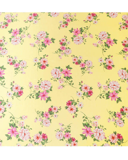 قماش ساتان حريري خالص فاخر من زهرة الشمس مع طباعة متعددة الألوان بتصميم زهور-D14289