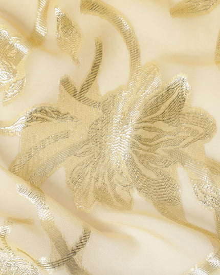 أزرق داكن داكن إلى ذهبي قماش شيفون حريري فرنسي خالص (فرنساوي) مع لوركس معدني ذهبي بتصميم متدرج -D14023