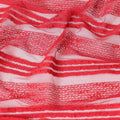 Scarlet red nylon tulle fabric with same tone embroidery and sequins in stripe design-D6670
