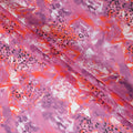 Pink Premium 100% Swiss cotton voile (Sudanese Thobe) fabric with multicolor print in abstract design-D13526 - Regal Fabrics