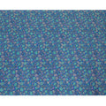 Royal blue silk crepe fabric with turquoise green, grey and lilac print in floral design-D8456 Regal Fabrics