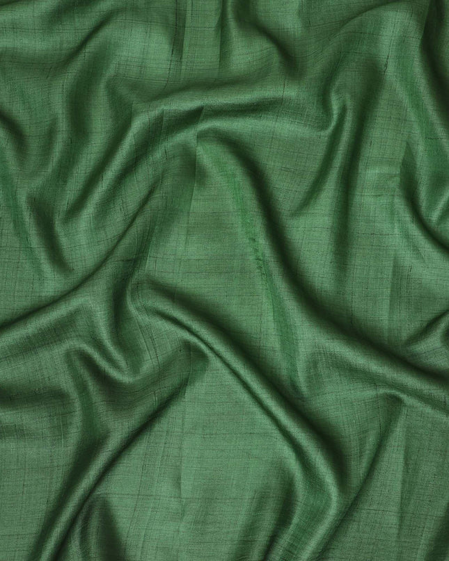 Emerald green plain blended tussar silk fabric-D12247 Regal Fabrics