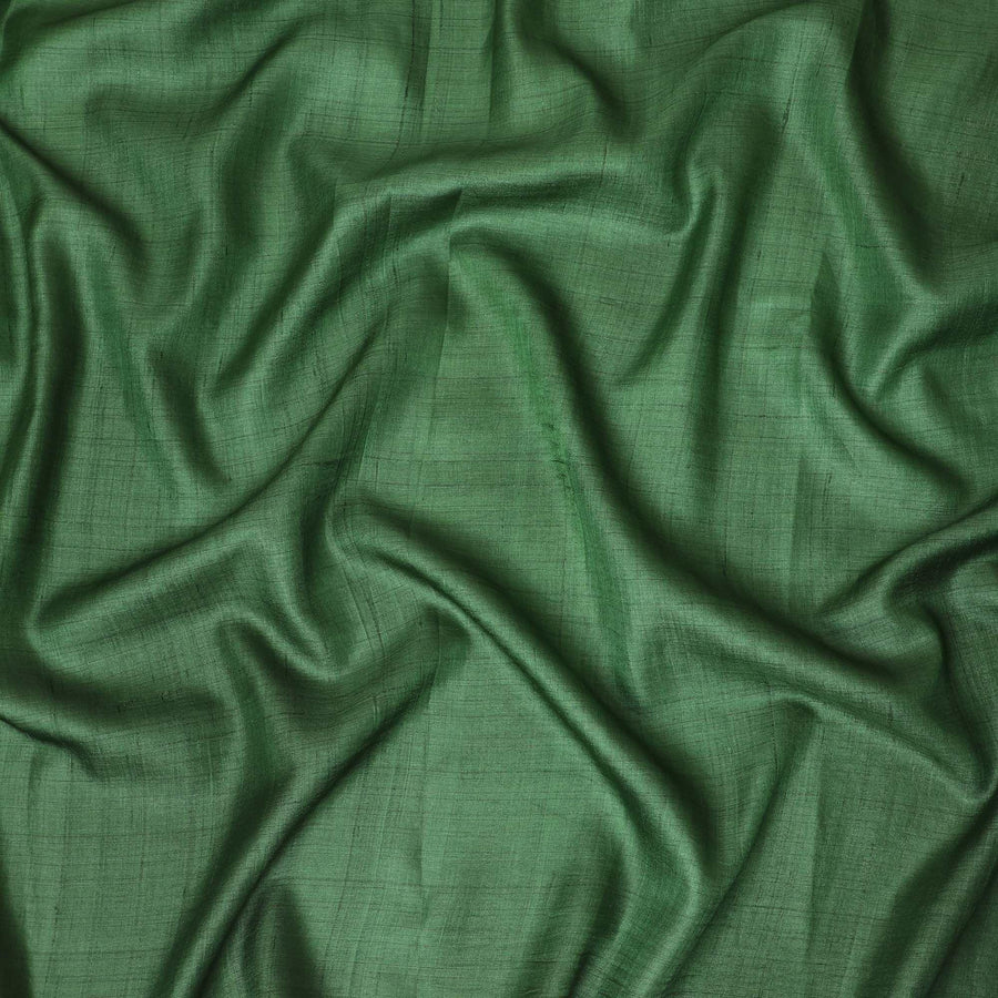 Emerald green plain blended tussar silk fabric-D12247