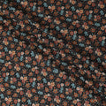 Black viscose crepe printed fabric with multi colour prints in floral design-D11159