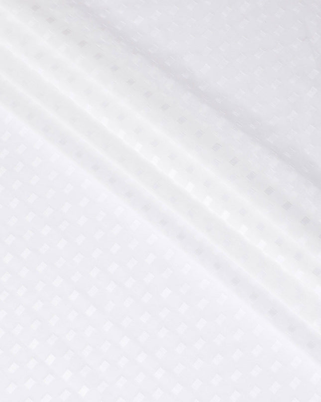 قماش فوال من القطن الخالص باللون الأبيض مع تصميم سلك بمشبك بنفس اللون - D12058