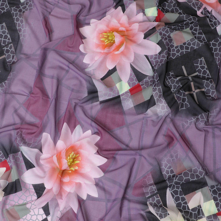 ثوب فوال قطني فاخر متعدد الألوان مطبوع بتصميم زهور-D11613