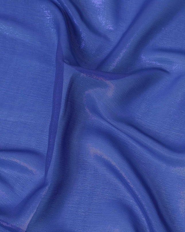 Royal blue synthetic chiffon fabric with same tone metallic lurex in plain design-D13299 Regal Fabrics