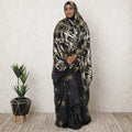 Black Premium pure French (Fransawi) silk chiffon garbasaar with gold metallic lurex in floral design-D11557