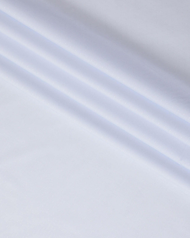 Light powder blue blended cotton shirting fabric with same tone self design-D10831