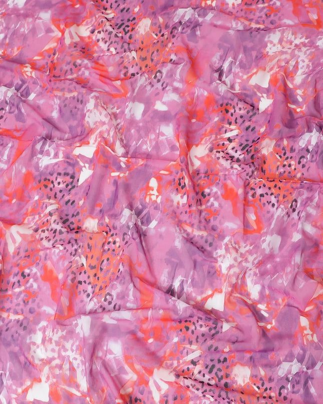 Pink Premium 100% Swiss cotton voile (Sudanese Thobe) fabric with multicolor print in abstract design-D13526 Regal Fabrics