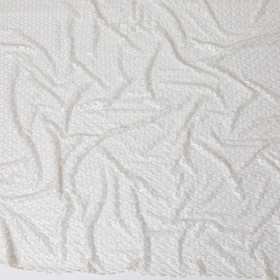 Cream guipure lace fabric with same tone embroidery in fancy design-D11767