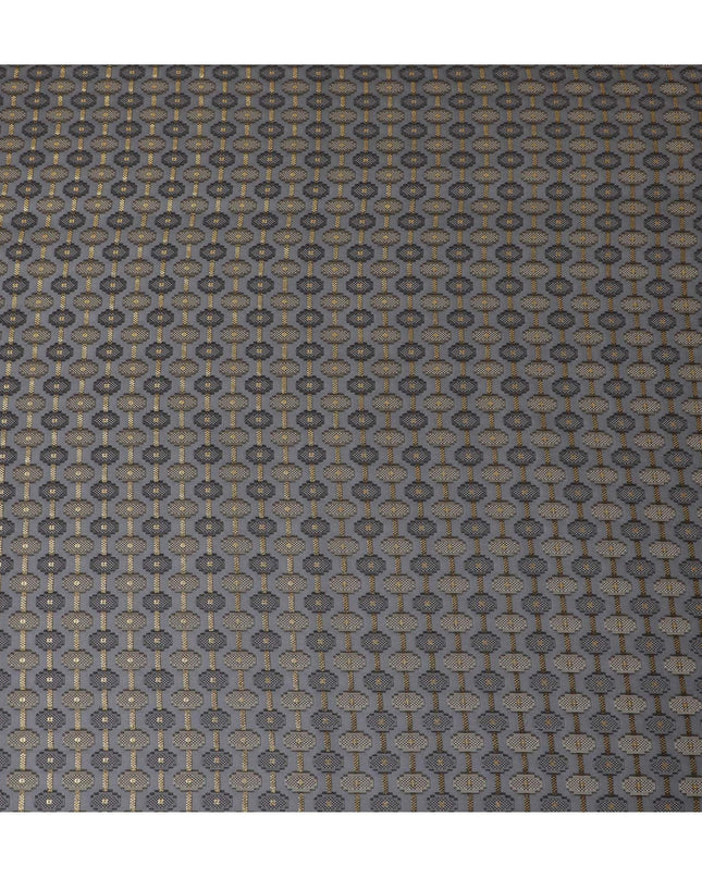 Black Premium pure French (Fransawi) silk chiffon fabric with grey viscose having gold metallic lurex in abstract design-D12704