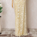 Light gold Premium pure French chantilly lace saree in floral design-D14561