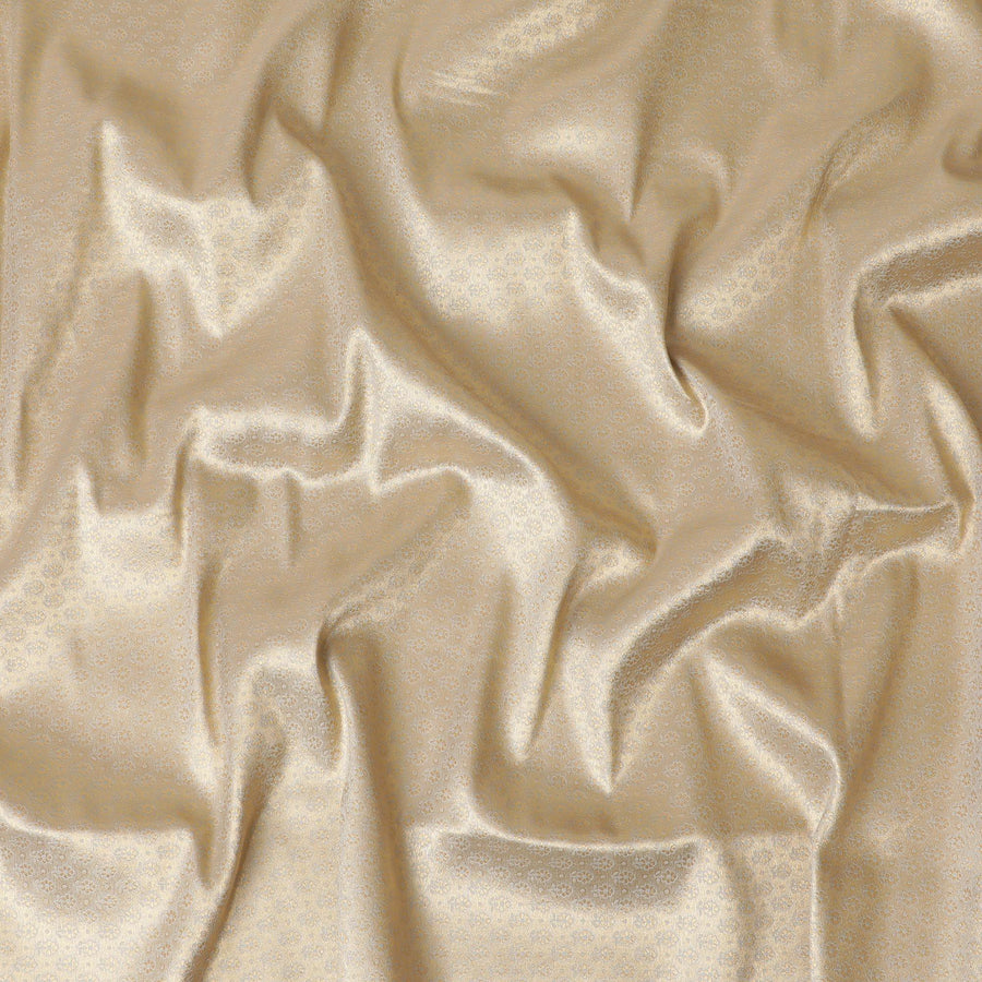 Dark beige silk brocade with gold metallic lurex in floral design-D11326