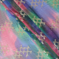 قماش شيفون من الحرير الخالص متعدد الألوان مع لوريكس معدني ذهبي بتصميم تجريدي-D10028