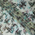 Powder blue premium pure silk chiffon fabric with multicolor print and metallic lurex in Abstract design-D13733
