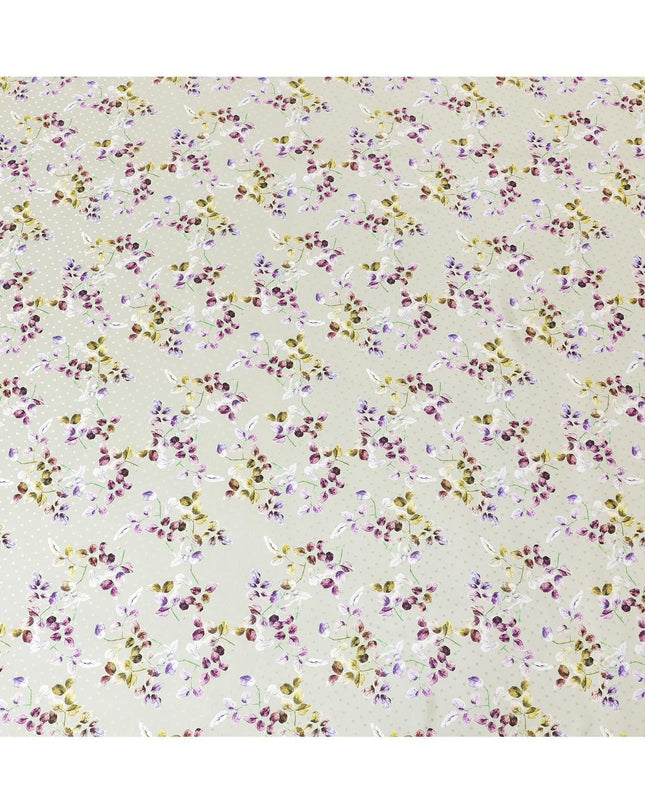 ساتان من الحرير الخالص الإيطالي الفاخر باللون الأخضر الغار مع جاكار منقط بنفس اللون مع طباعة متعددة الألوان بتصميم الأزهار-D9722