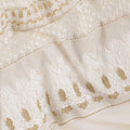 Gold nylon tulle fabric with white and gold embroidery having gold sequins in fancy design-D6906 - Regal Fabrics