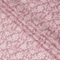 Rose pink cotton lawn fabric with beige print in floral design-D14262