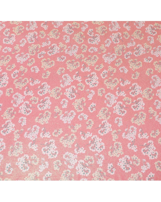 قماش شيفون من الحرير الخالص باللون الأحمر القرمزي مع طباعة متعددة الألوان مع لوريكس معدني أخضر نيون بتصميم الأزهار-D8986