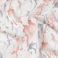 Off white sustainable Tencel fabric with rose brown and cloud grey print in abstract design-D10648