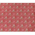 Brick red synthetic crepe fabric with multicolor print in floral design-D15026