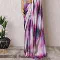 Multicolor printed synthetic satin saree having stone work in fancy deisgn-D15516