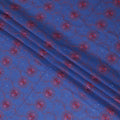 Royal blue Premium 100% Swiss cotton voile (Sudanese Thobe) fabric with cerise pink embroidery having stone work in geometric design-D13530