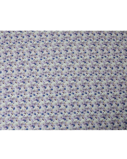 Powder blue blended cotton lawn fabric  with multicolor print in floral design: D-5671 Regal Fabrics