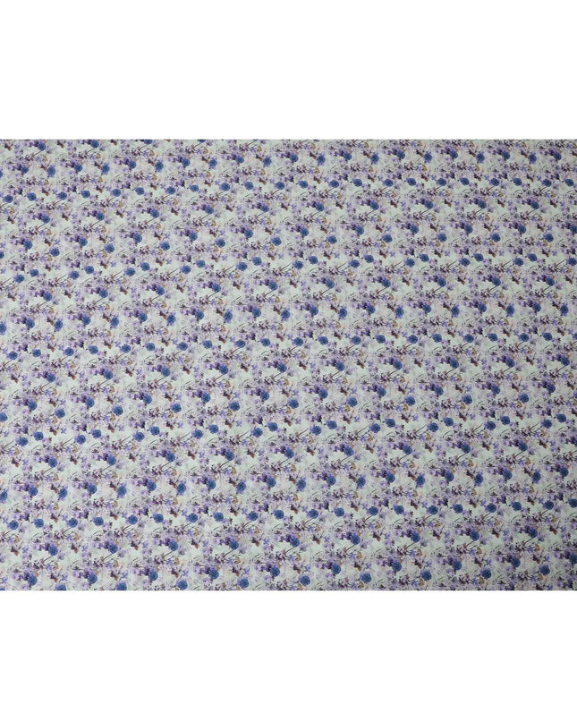 Powder blue blended cotton lawn fabric  with multicolor print in floral design: D-5671 Regal Fabrics