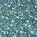 Teal blue viscose crepe fabric with multicolor print in floral design-D13813 Regal Fabrics