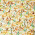Sunflower yellow Premium 100% Swiss cotton voile (Sudanese Thobe) fabric with multicolor print in abstract design-D13527