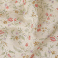 قماش قطني مخلوط باللون البيج مع طباعة متعددة الألوان بتصميم الأزهار-D15138