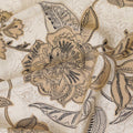 قماش فيسكوز إيطالي فاخر باللون البيج اللاتيه بنفس اللون، طباعة باللون الأسود والبني الشاحب بتصميم الأزهار-D12528