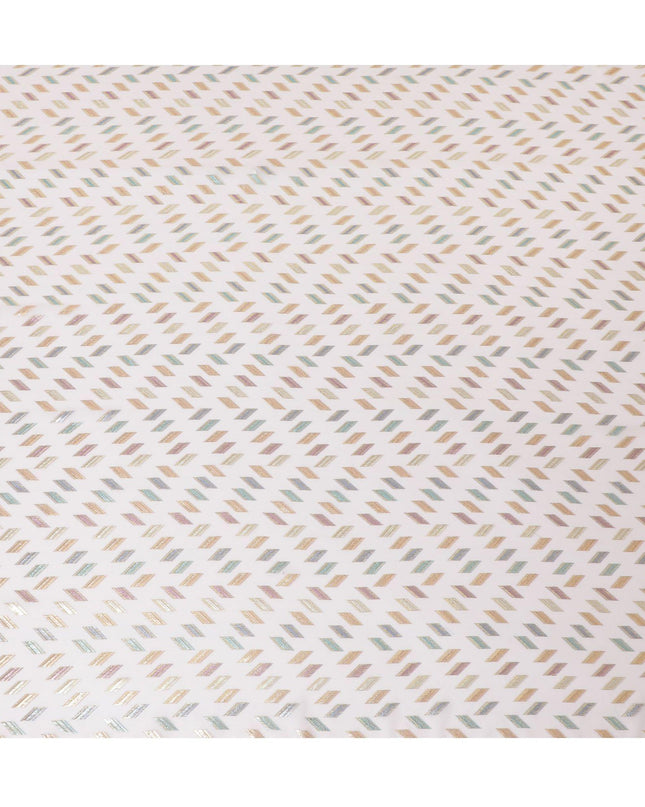 Light pink Premium pure silk chiffon fabric with multicolor metallic lurex in geometric design-D13135