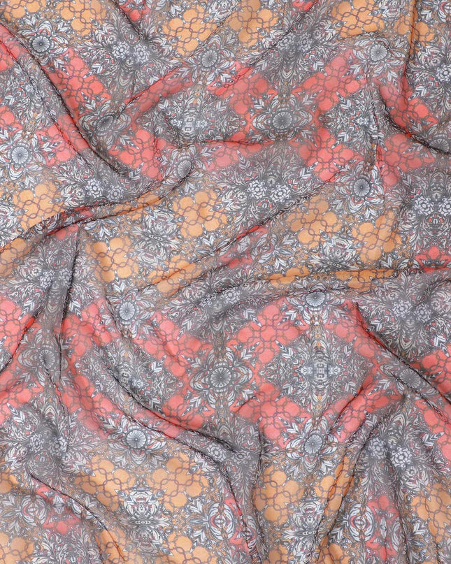 Multicolor printed synthetic chiffon fabric in floral design-D11014 Regal Fabrics