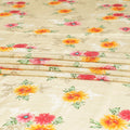 Beige premium pure silk crepe fabric with multicolor print in floral design-D9397