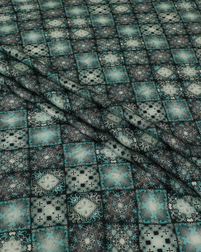 قماش ساتان حريري خالص مطبوع متعدد الألوان بتصميم تجريدي-D13219