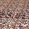 Beige premium pure silk crepe fabric with peach and black print in animal skin design-D9391