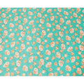 Sea green uragiri cotton voile fabric with same tone jacquard having multicolor print in floral design-D10054
