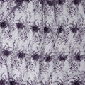 Dark purple nylon tulle fabric with same tone embroidery and beads in fancy design